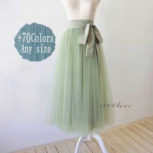 Adult Pea green softest women tulle skirt, Elegant beauty bridesmaid dress custom size softest tulle skirt image 1