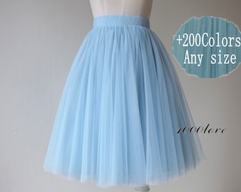 Summer women tulle skirt , adult tulle skirt,short  length blue tulle skirt,any color any length tulle skirt