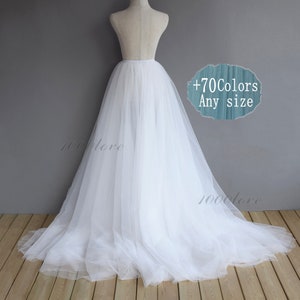 Any color detachable overskirt, one layer two layer or three layer ,softest bride wedding photo shoot tulle skirt.80inches long train skirt