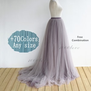 2 layer adult softest tulle skirt,Mixture tulle maxi skirt with a train,evening long skirt,  bridesmaid dress,photo shoot tulle skirt