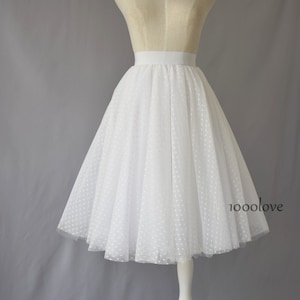Tulle white dot skirt dress,four color full length knee length skirt,women tutu