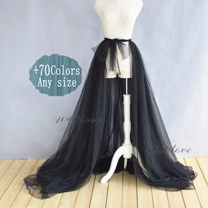 Black softest detachable overskirt, one layer two layer or three layer, bride wedding train skirt,photo shoot tulle skirt
