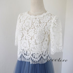 Hollowed-out lace top, Bridal bridesmaid beauty lace top,short top custom size