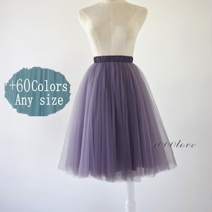 Adult Violet gray softest women tulle skirt, Elegant beauty bridesmaid dress custom size softest tulle skirt