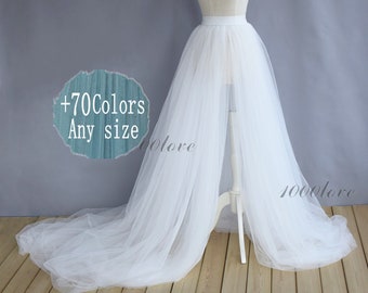 Detachable overskirt, one layer two layer or three layer ,softest bride  wedding photo shoot tulle 80inches long train tulle skirt
