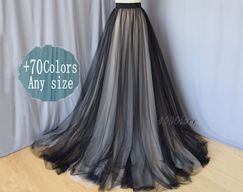 2 Layer adult softest tulle skirt,Mixture color tulle skirt with a train,evening long skirt,  bridesmaid dress,photo shoot tulle skirt