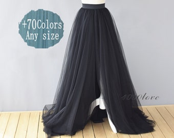 Maxi split floor length tulle skirt,elegant,wedding photo shoot evening dating tulle skirt,bridesmaid dresses