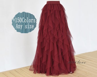 Adult irregular tulle skirt, floor length elegant,wedding photo shoot evening dating tulle skirt,bridesmaid dresses,pretty billowing skirts