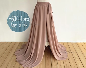 Split chiffon skirt ,adult floor length adult chiffon skirt,full length women wedding  skirt, bridesmaid dresses