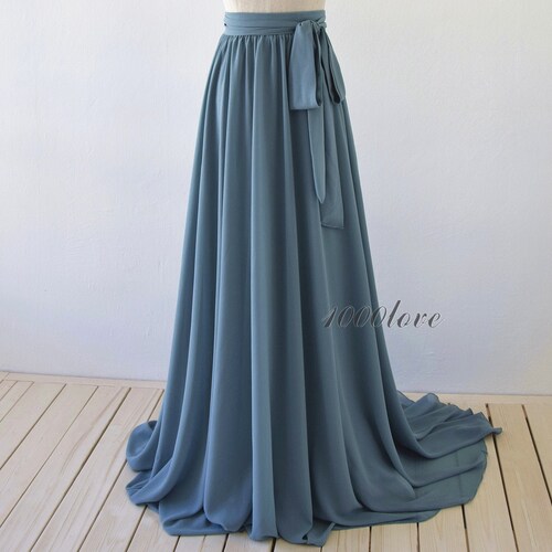Adult bride chiffon skirt, long maxi chiffon skirt with a train,evening long skirt,  bridesmaid dress,photo shoot skirt
