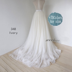 Ivory long train tulle skirt,bride dress bridesmaid dress, off white long train tulle skirt, photo shoot big train skirt.3 layer skirt