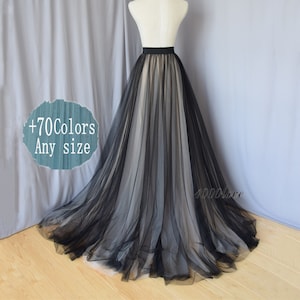 2 Layer adult softest tulle skirt,Mixture color tulle skirt with a train,evening long skirt,  bridesmaid dress,photo shoot tulle skirt