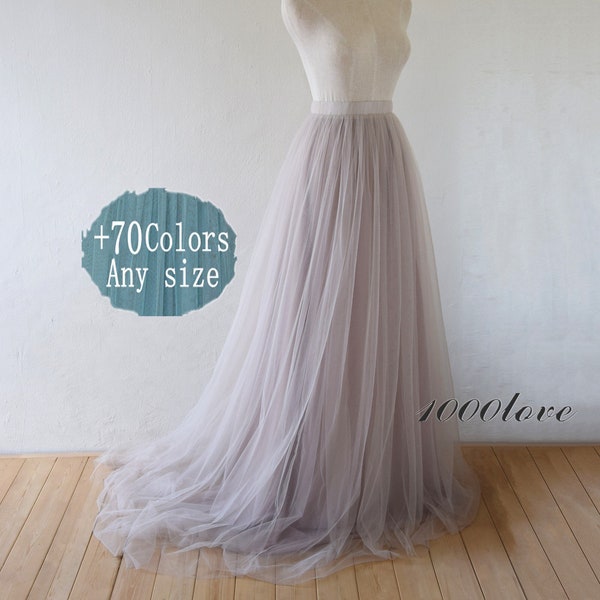 Adult bride softest tulle skirt, long maxi tulle skirt with a train,evening long skirt,  bridesmaid dress,photo shoot tulle skirt