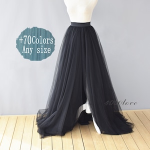 Maxi split floor length tulle skirt,elegant,wedding photo shoot evening dating tulle skirt,bridesmaid dresses