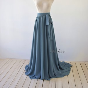 Adult bride chiffon skirt, long maxi chiffon skirt with a train,evening long skirt,  bridesmaid dress,photo shoot skirt