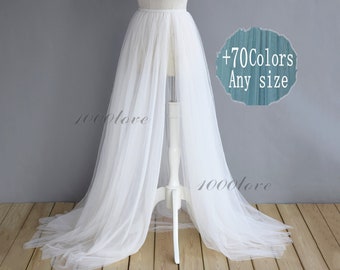 White detachable overskirt, softest tulle skirt, bride wedding long skirt,photo shoot tulle skirt