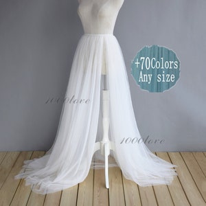 White detachable overskirt, softest tulle skirt, bride wedding long skirt,photo shoot tulle skirt