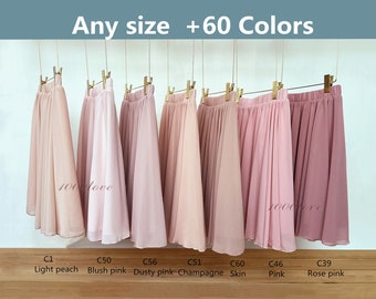 Summer knee length chiffon skirt,elastic waist for the ordinary wear,any size