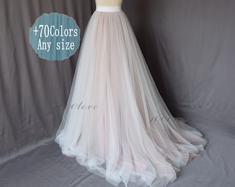 Adult mixture color long maxi tulle skirt with a long train,evening skirt,  bridesmaid dress,photo shoot engagement tulle skirt