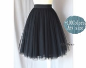 Black short tulle skirt,adult women bridesmaid tulle skirt,custom size