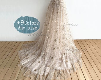 Golden sparkle detachable over skirt,sparkle  moon and star , glitter softest tulle skirt ,bride wedding  skirt,photo shoot tulle skirt