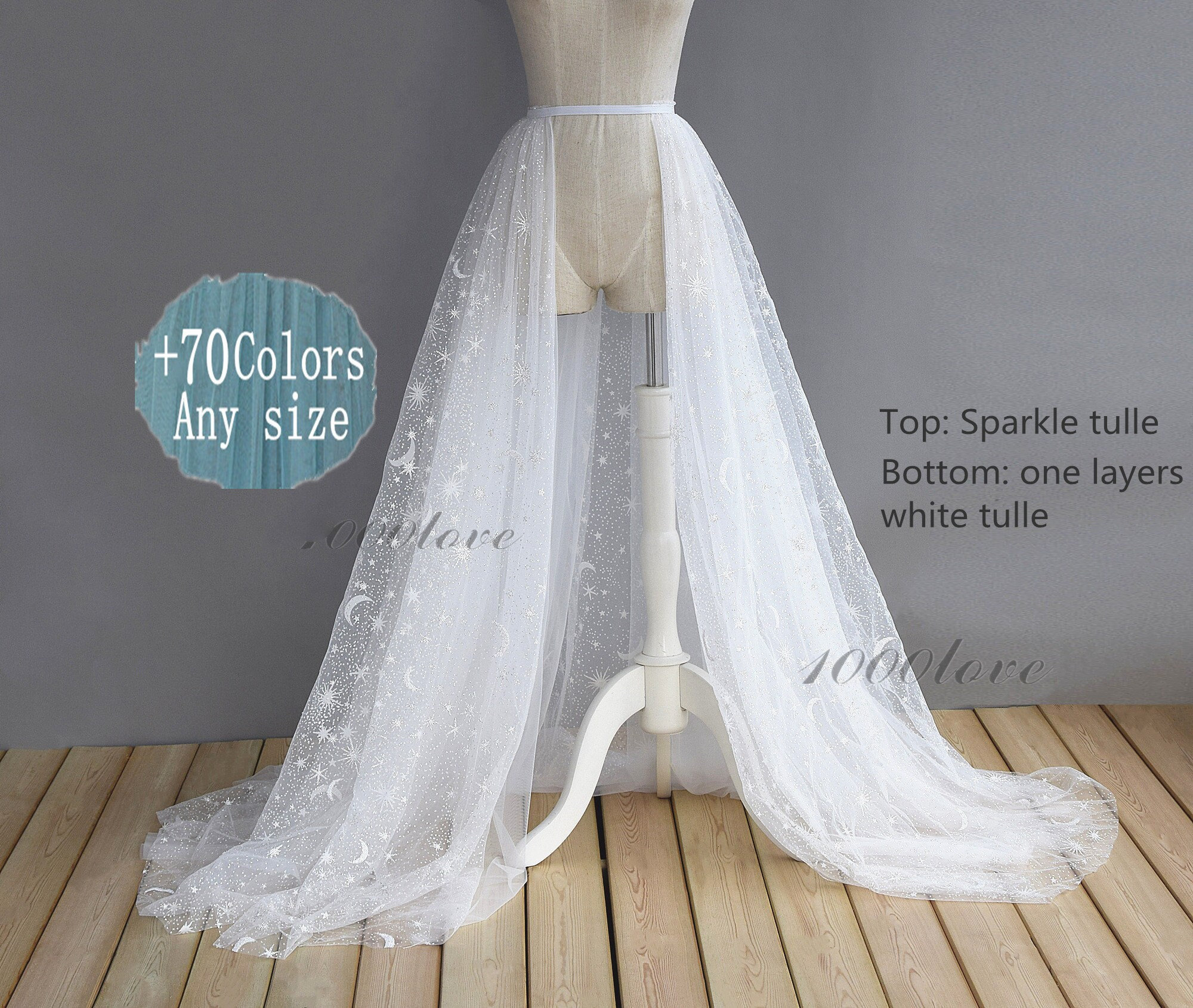 Sparkle Detachable Over Skirt With the Moon and Star