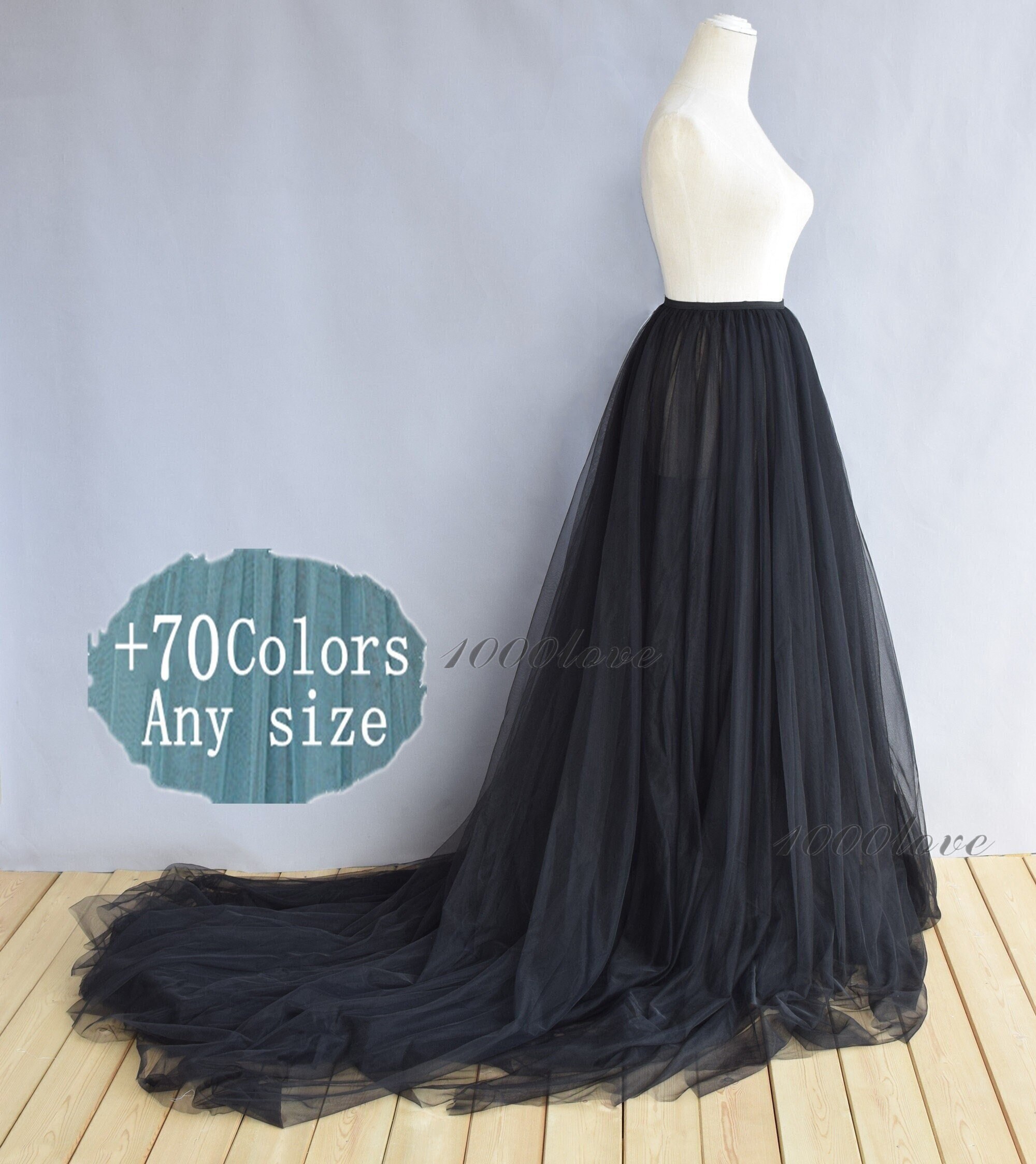 Black or any color Women sheer tulle skirt, sexy summer perspective skirt,see through skirt,with a long train