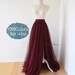 Maxi Wine red split skirt,floor length elegant,wedding photo shoot evening dating tulle skirt,bridesmaid dresses 
