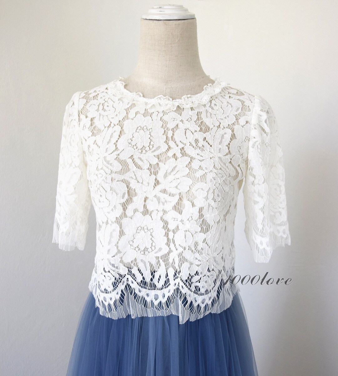 White Lace Top Bridal Bridesmaid Beauty Lace Top short Top