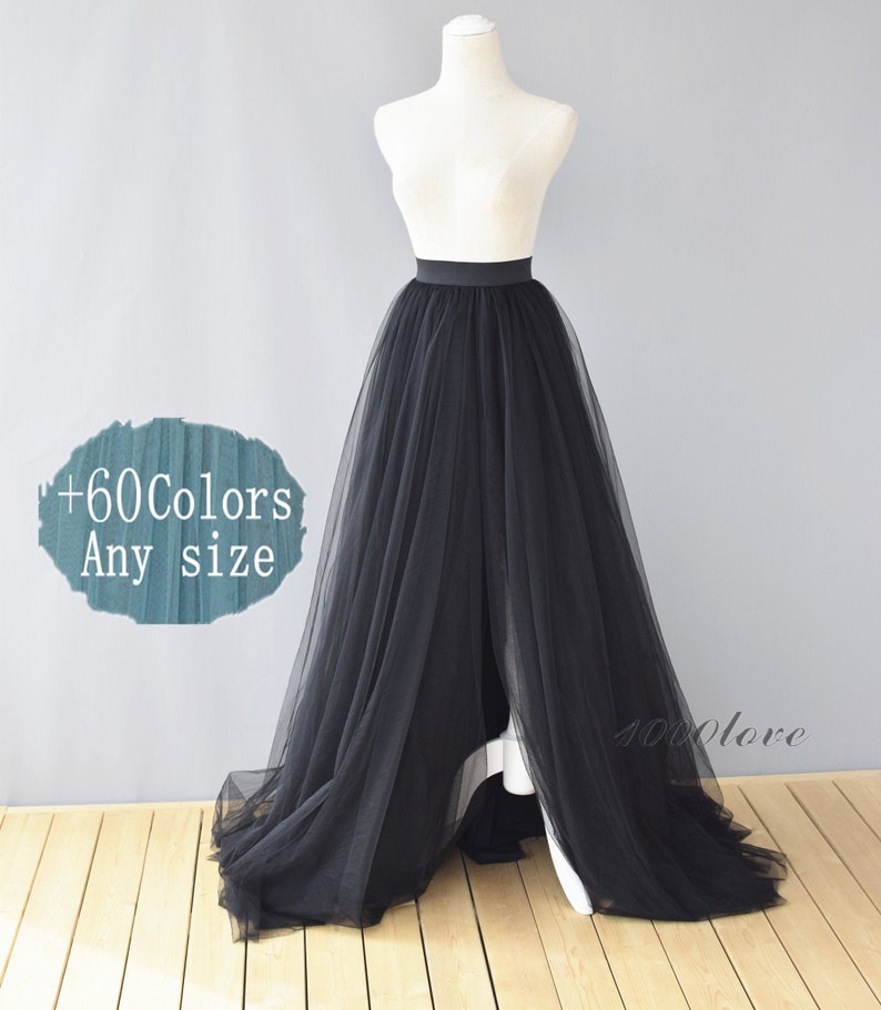 Maxi split floor length tulle skirt,elegant,wedding photo shoot evening dating tulle skirt,bridesmaid dresses 