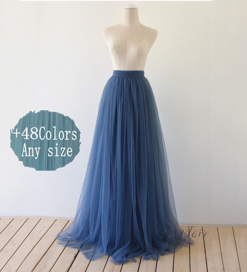 Dusty blue softest tulle skirt, bridesmaid wedding tulle skirt 