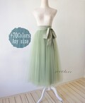 Adult Pea green softest women tulle skirt, Elegant beauty bridesmaid dress custom size softest tulle skirt