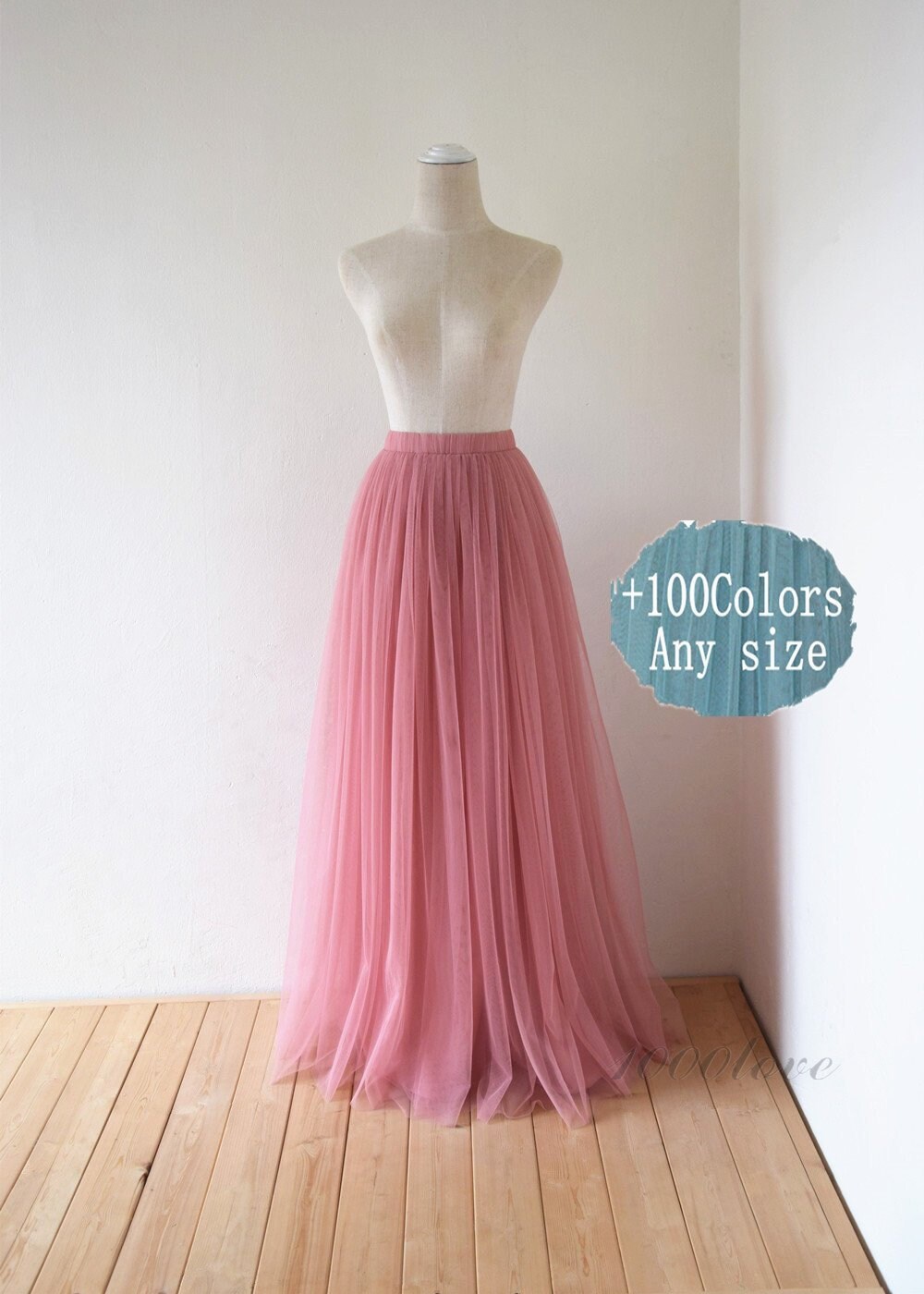 Dusty Rose Maxi Tulle Skirtbridesmaid 
