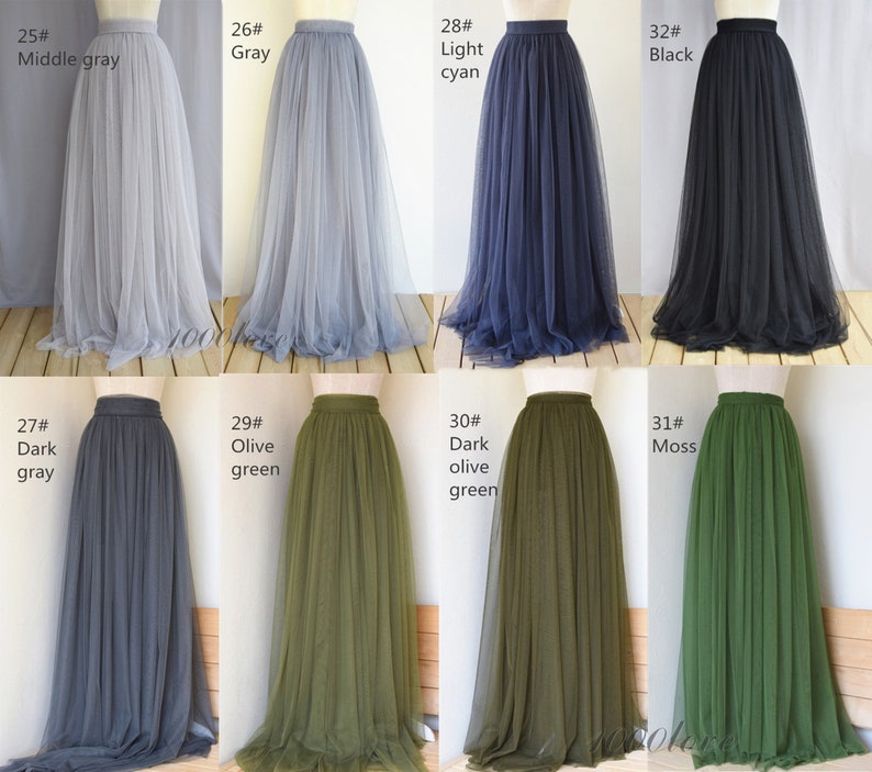 Women's Long A-Line Tutu Tulle Skirt - Floor Length, 5 Layers, Wedding Party & Formal Wear