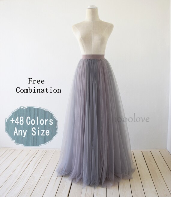 Buy Mixture Color Tulle Skirt Blending Middle Gray and Lavender