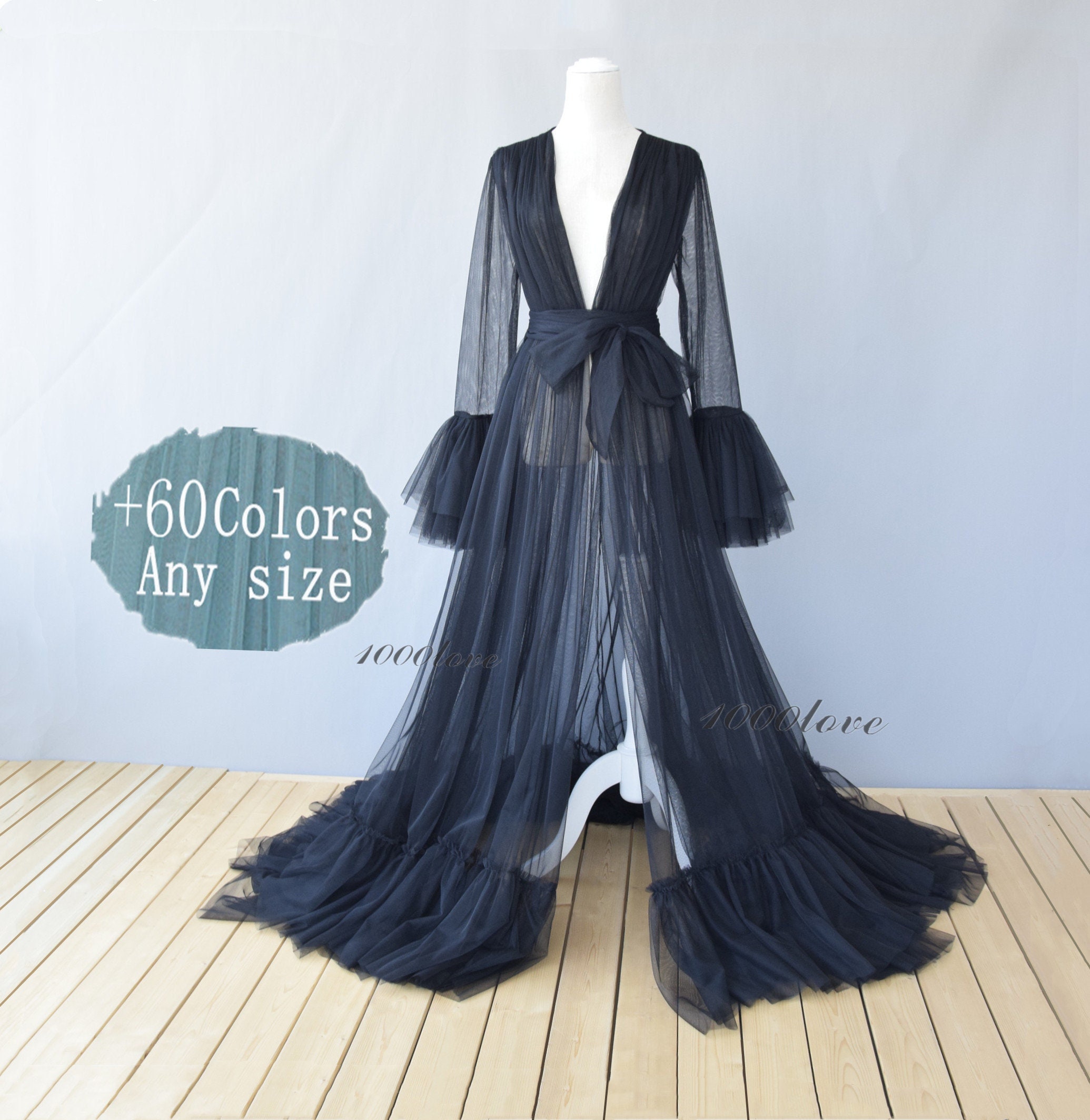 Black Sheer Tulle Formal Evening 