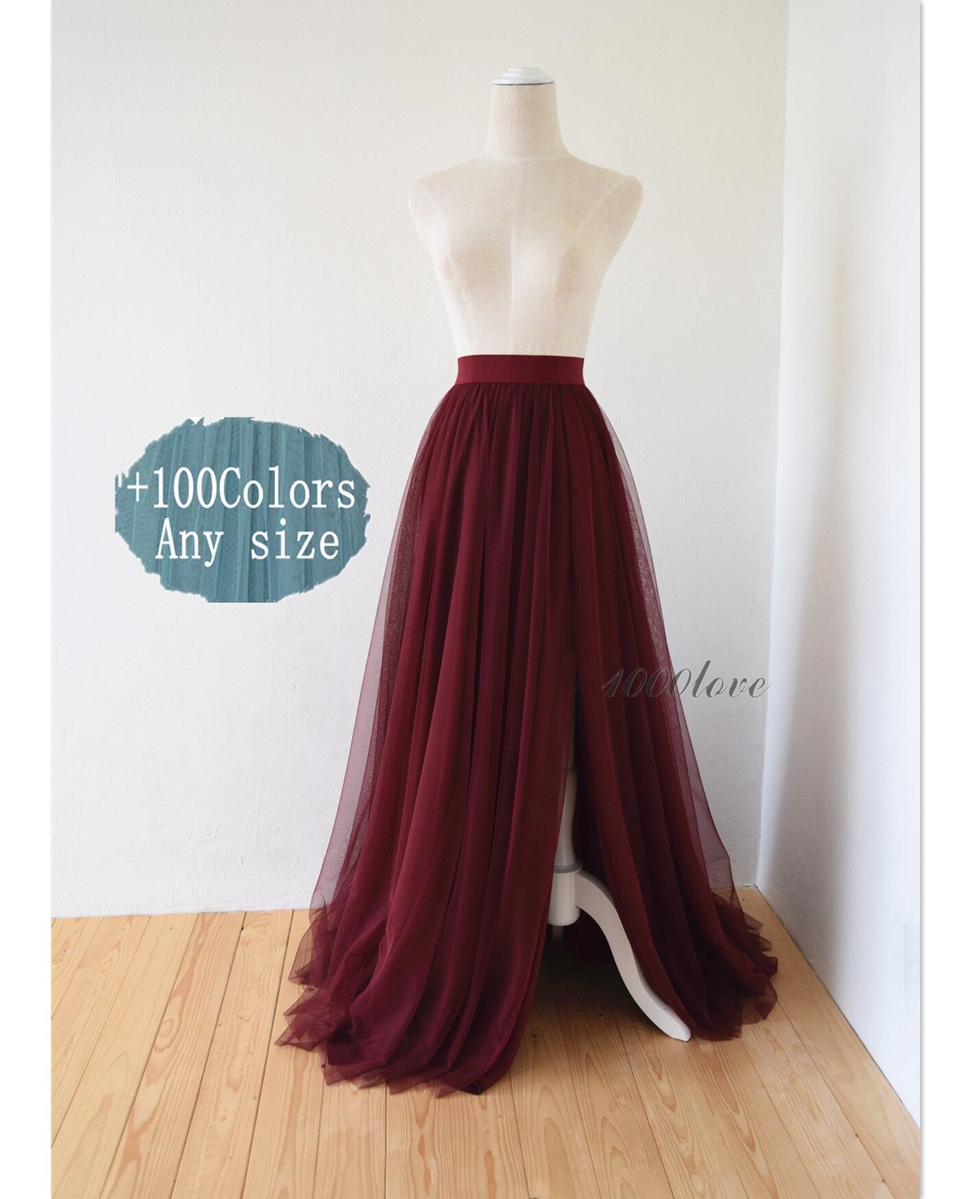 red tulle maxi skirt
