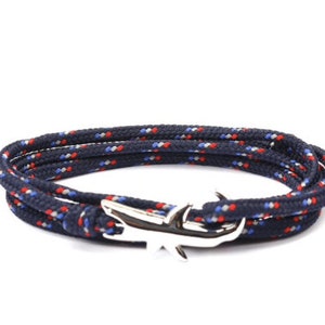 Silber Hai Armband Männer / Frauen Solomon Island Wrapping Handgelenk mit Nylon Angeln Wasserseil Schmuck