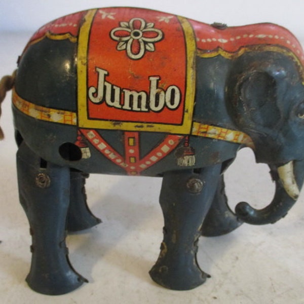 antique tin toy wind up German elephant Jumbo