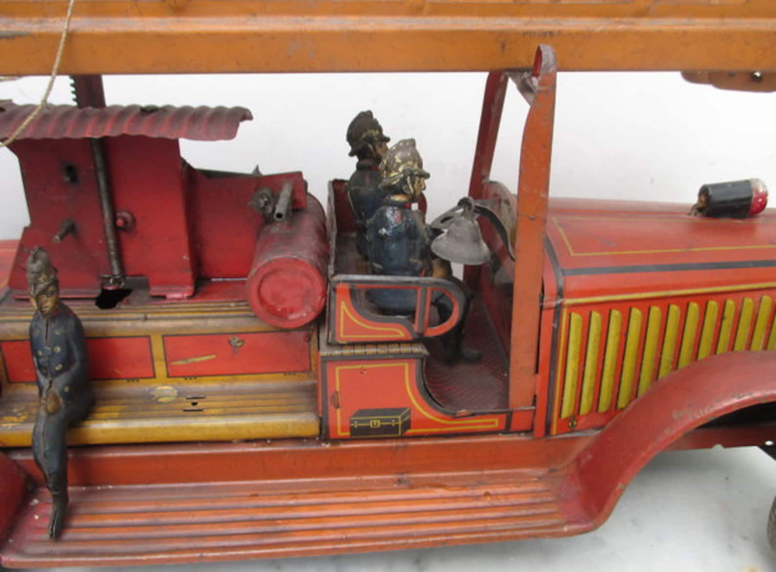 Antique Tin Toy Fire Truck Gunthermann, Germany BIG SIZE and Waterpump Etsy