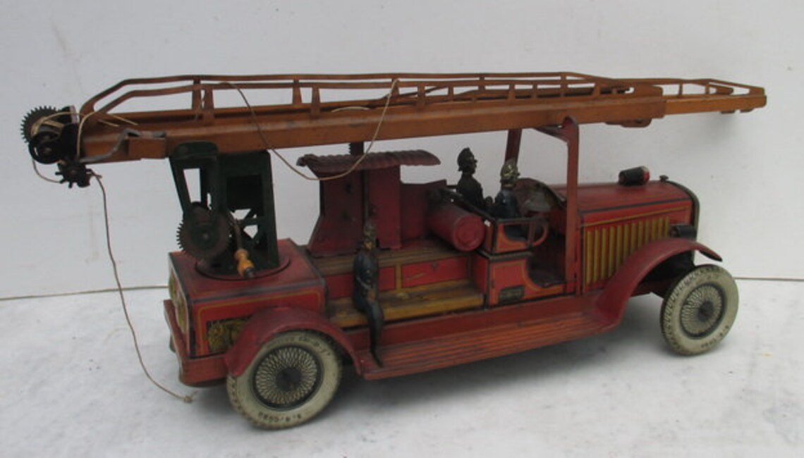 Antique Tin Toy Fire Truck Gunthermann, Germany BIG SIZE and Waterpump Etsy