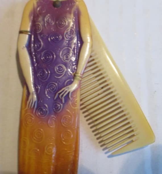 antique art deco folding pocket comb celluloid wi… - image 6