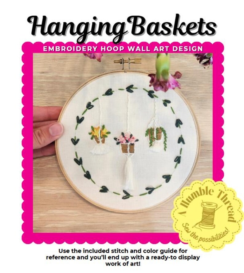 Hanging Plant Embroidery Pattern PDF | Beginner Hand Embroidery Digital ...