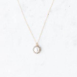 Halo Pearl Drop Necklace • Pearl Bridal Necklace • Pearl Wedding Jewelry