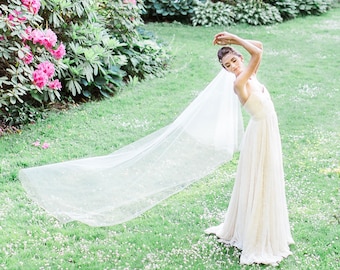 Delphine Drop Veil • Chapel Circle Veil • Two Layer Veil • Cathedral Veil, Wedding Veil with Blusher