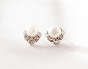 Celestial Pearl Cluster Earrings • Pearl Earrings • READY TO SHIP • Pearl and Crystal Bridal Earrings • Pearl Studs