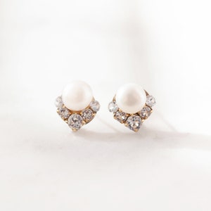 Celestial Pearl Cluster Earrings Pearl Earrings READY TO SHIP Pearl and Crystal Bridal Earrings Pearl Studs image 1