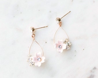 Belle Fleur Crystal Earrings • Made to Order • Crystal Flower Earrings • Bridal Earrings • Pearl Drop Earrings