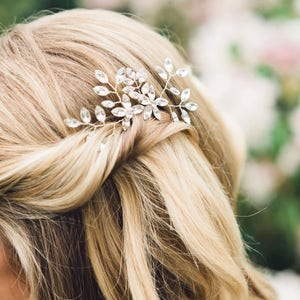 Horquillas para el cabello de cristal Everthine LISTOS PARA ENVIAR Accesorios para el cabello de boda en plata, oro o oro rosa Peinetas para el cabello de novia imagen 1