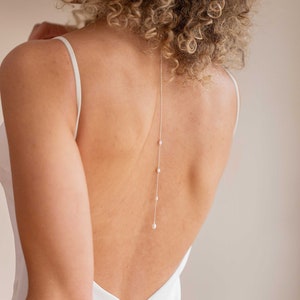 Pearl Back Drape: Bridal Necklace or Add-on, Sterling Silver or Gold-Filled